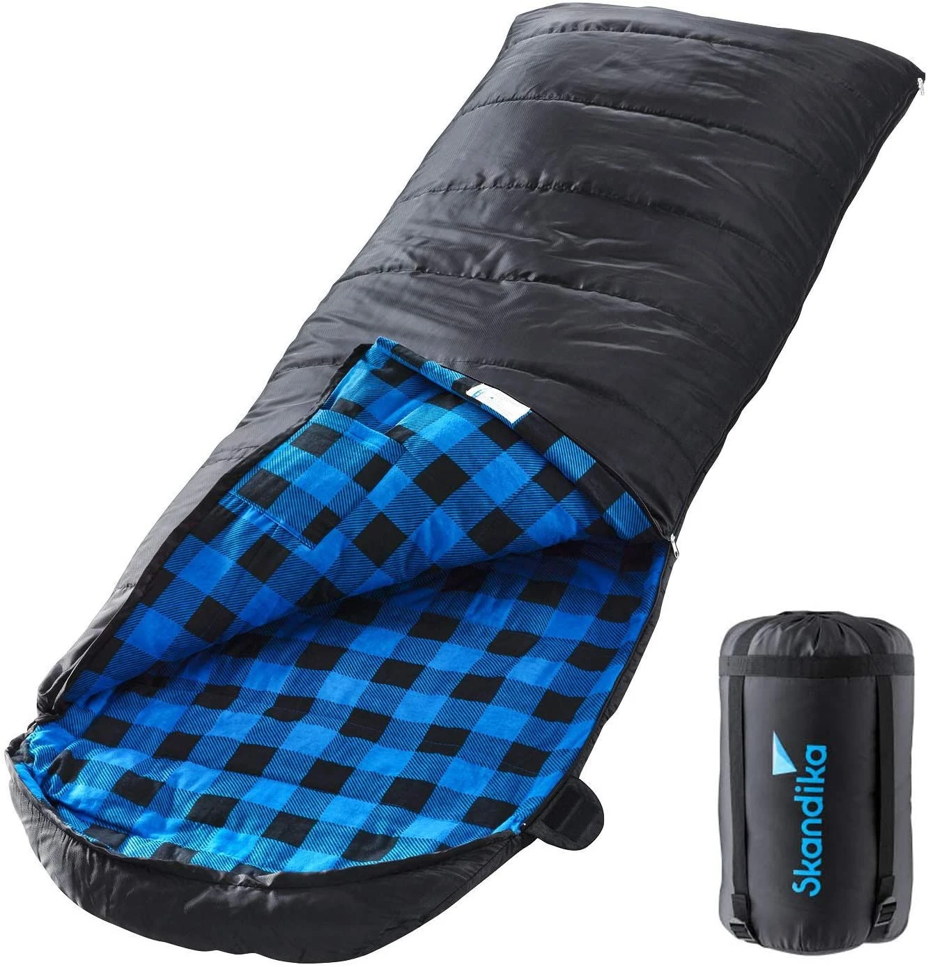 Skandika Dundee Flannel-L Zwarte Slaapzak 1 Skandika Dundee Flannel-L Zwarte Slaapzak