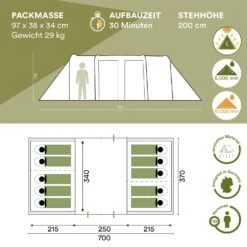 Skandika Montana 10 Sleeper Tunneltent - Blue -Weber Verkoop 62179ea2e8f463.80681130