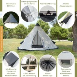 Skandika Tipi Goathi 550 Protect Groepstent - Beige -Weber Verkoop 62947296cad485.66297430