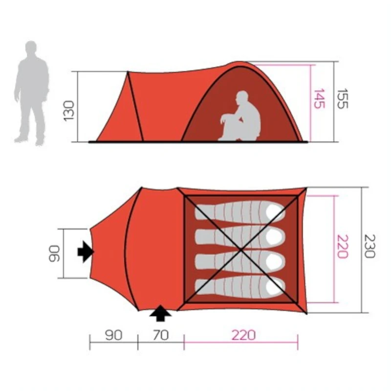 Hannah Outdoor Atol 4 Grijze Koepeltent 5 Hannah Outdoor Atol 4 Grijze Koepeltent - Afbeelding 5