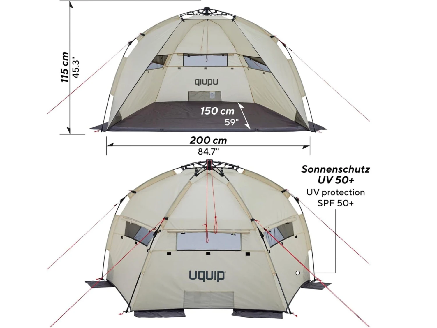 Uquip Speedy Strandtent - Sand 2 Uquip Speedy Strandtent - Sand - Afbeelding 2