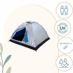 Merkloos HIXA Aktive 2 Persoons Grijze Koepeltent -Weber Verkoop 643688432f0758.88802234