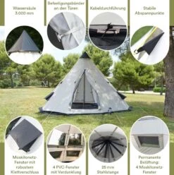 Skandika Tipi Goathi 365 Groepstent - Beige -Weber Verkoop 66213c93913795.00255651