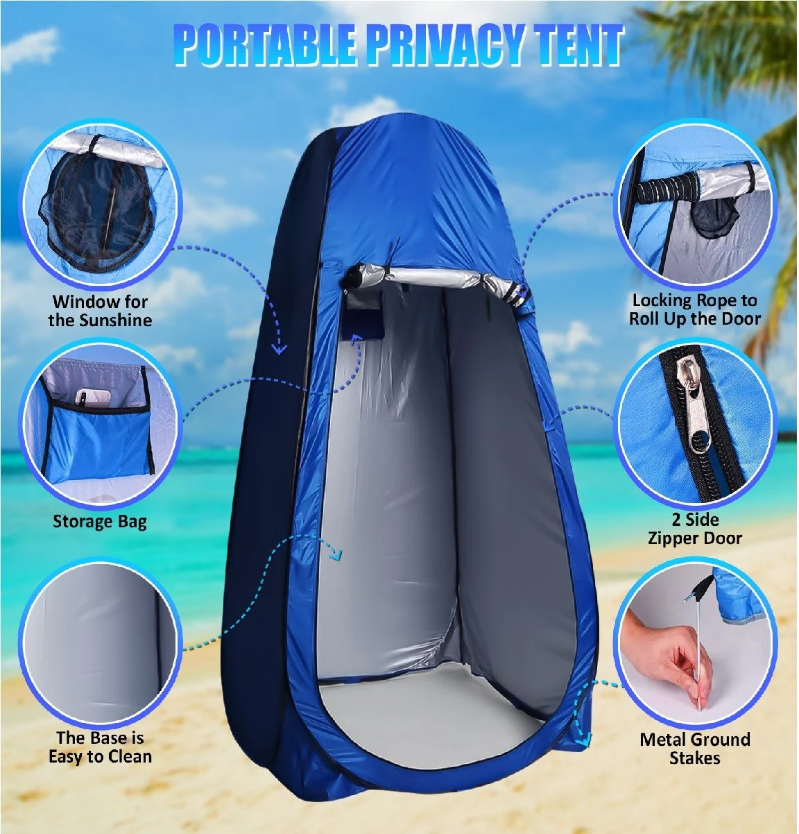 Campingwise Pop-up Douchetent - Blue 3 Campingwise Pop-up Douchetent - Blue - Afbeelding 3