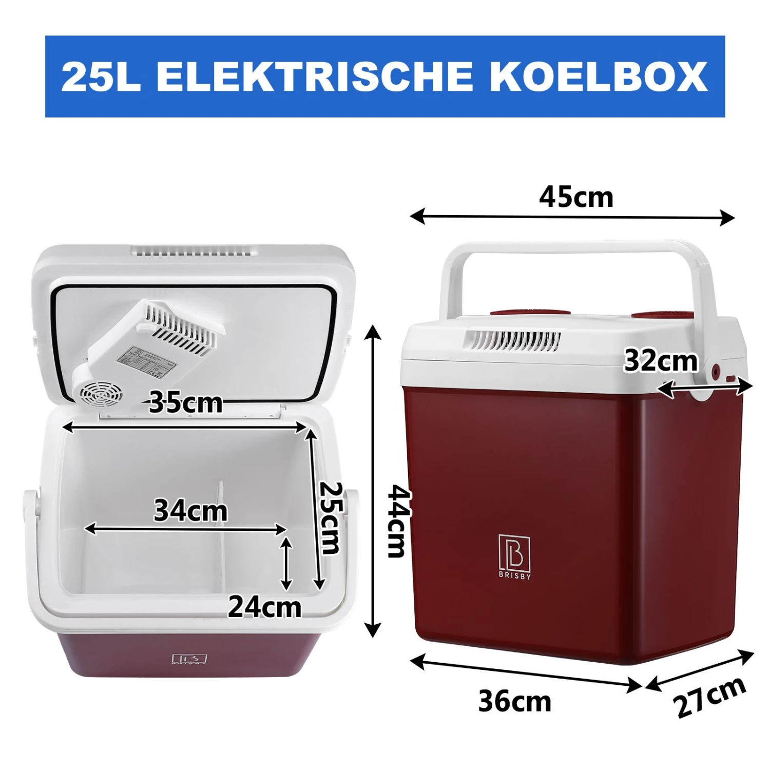 Brisby 25 Liter AC/DC Elektrische Koelbox - Red 5 Brisby 25 Liter AC/DC Elektrische Koelbox - Red - Afbeelding 5