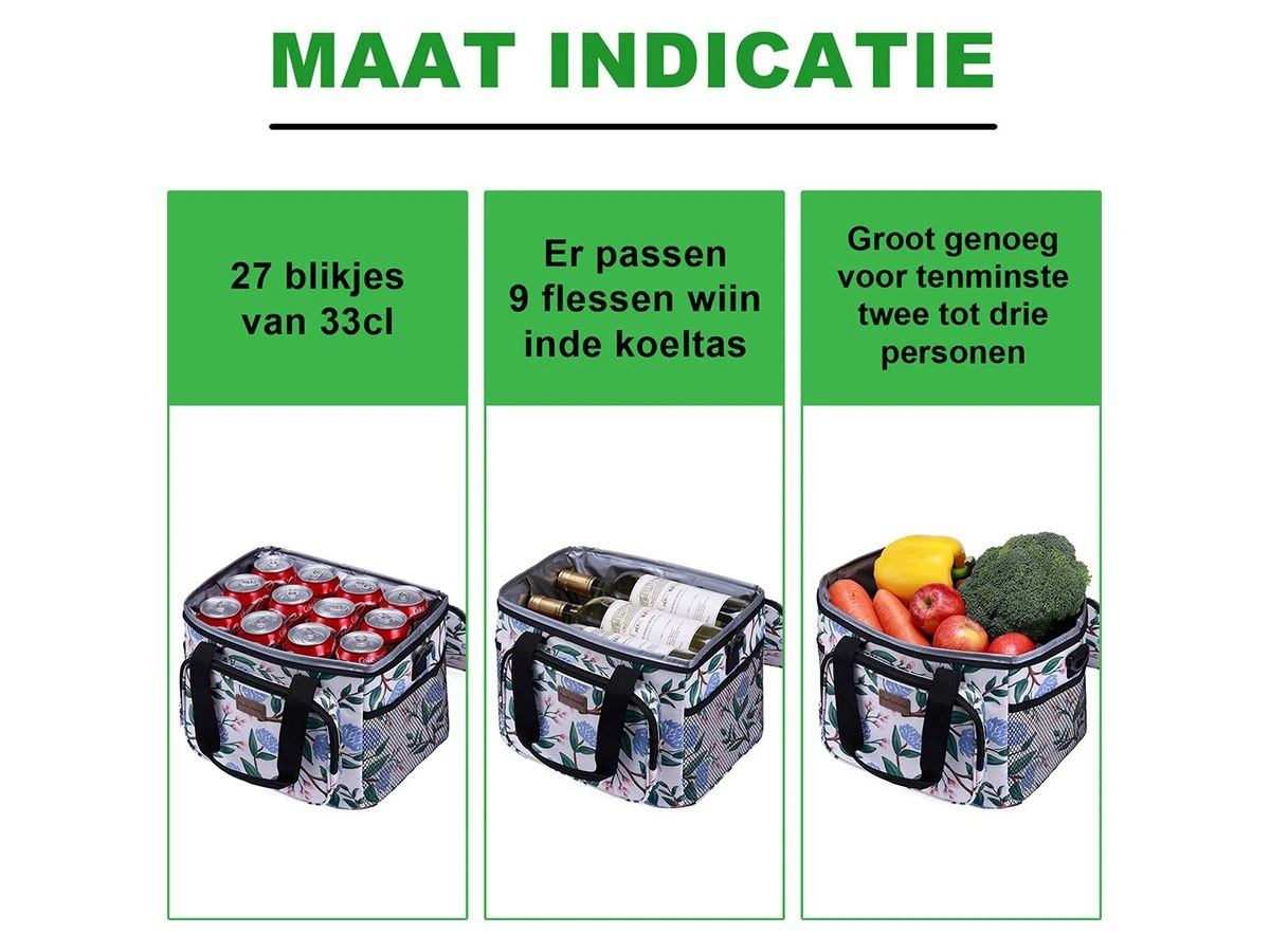 Merkloos Packaway 15 Liter Geïsoleerde Koeltas - White Flower 5 Merkloos Packaway 15 Liter Geïsoleerde Koeltas - White Flower - Afbeelding 5