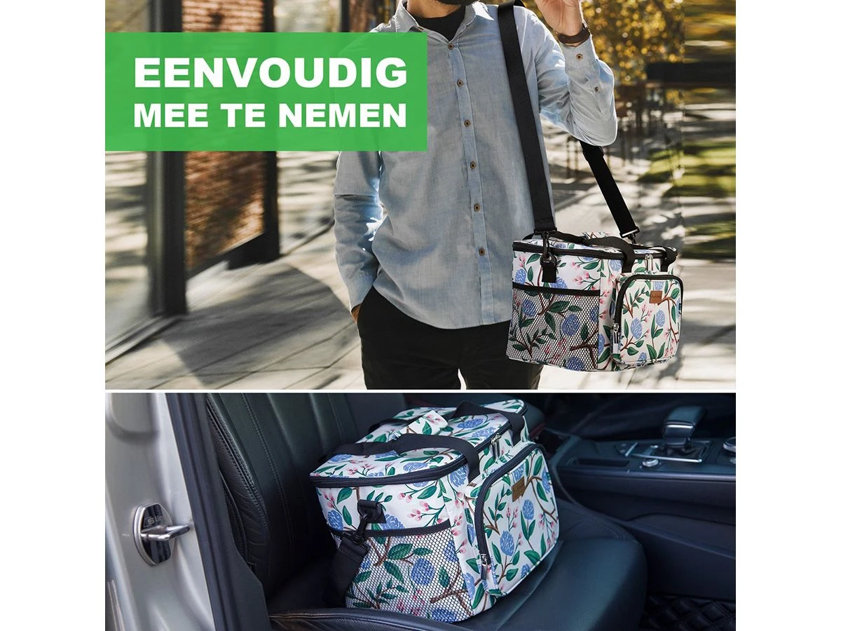 Merkloos Packaway 15 Liter Geïsoleerde Koeltas - White Flower 6 Merkloos Packaway 15 Liter Geïsoleerde Koeltas - White Flower - Afbeelding 6