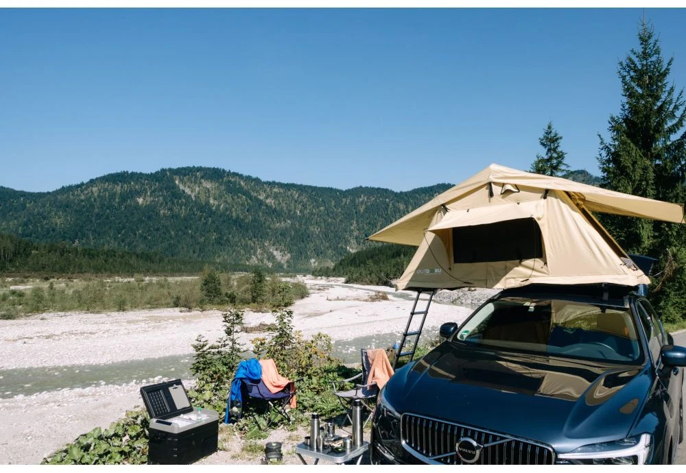 OutdoorU Expedition 4 Personen Daktent - Grijs 2 OutdoorU Expedition 4 Personen Daktent - Grijs - Afbeelding 2