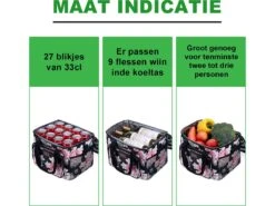 Merkloos Packaway 15 Liter Geïsoleerde Koeltas - Black Flower -Weber Verkoop 8b981c088403a050