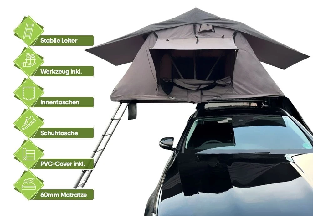 OutdoorU Expedition 4 Personen Daktent - Grijs 4 OutdoorU Expedition 4 Personen Daktent - Grijs - Afbeelding 4