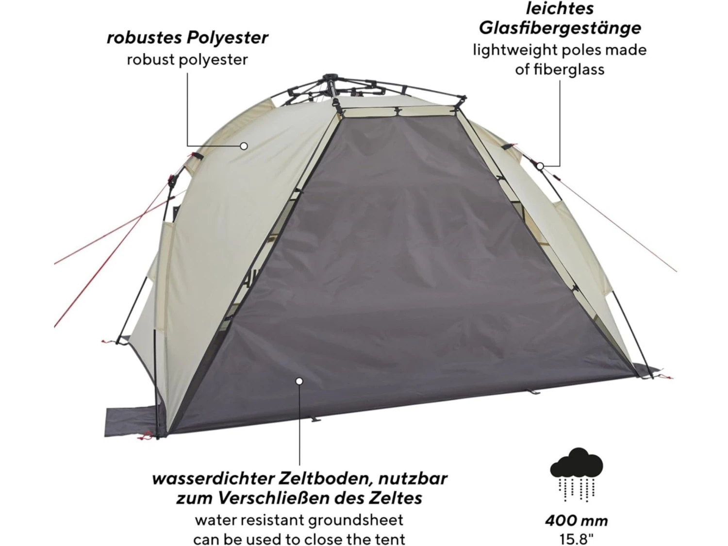 Uquip Speedy Strandtent - Sand 6 Uquip Speedy Strandtent - Sand - Afbeelding 6