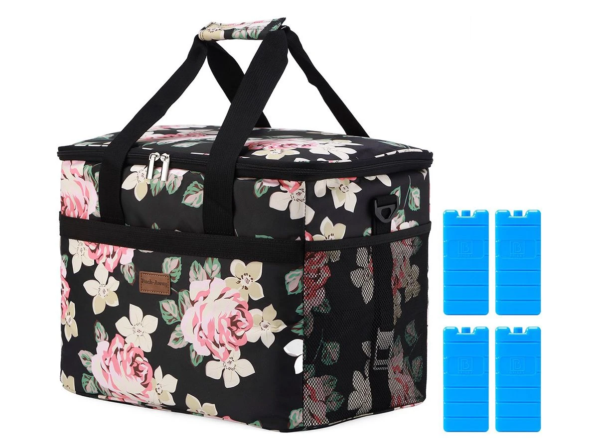 Merkloos Packaway 30 Liter Geïsoleerde Koeltas - Black Flower 1 Merkloos Packaway 30 Liter Geïsoleerde Koeltas - Black Flower